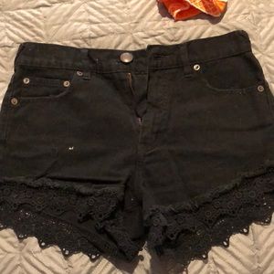black jean shorts